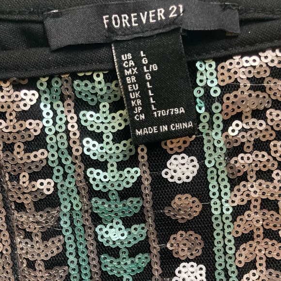 silver, teal, & black, matte-sequin, booty shorts - Picture 4 of 4